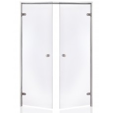Harvia Двери стеклянные, двойные 13/19 коробка алюминий, стекло прозрачное